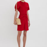 Victoria Beckham - Exclusive Gathered Waist Mini Dress In Carmine