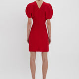 Victoria Beckham - Exclusive Gathered Waist Mini Dress In Carmine