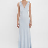 Victoria Beckham - Exclusive Gathered Shoulder Cami Floor-Length Gown In Ice Blue