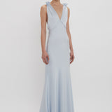 Victoria Beckham - Exclusive Gathered Shoulder Cami Floor-Length Gown In Ice Blue