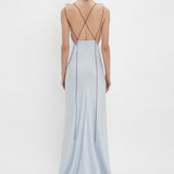 Victoria Beckham - Exclusive Gathered Shoulder Cami Floor-Length Gown In Ice Blue