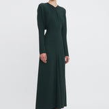 Victoria Beckham - Long Sleeve Draped Midi Dress In Seaweed