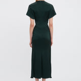 Victoria Beckham - Gathered V-Neck Midi Dress In Seaweed