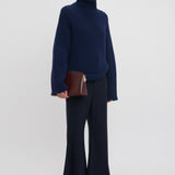 Victoria Beckham - High Neck Knit Jumper In Ink Blue