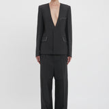 Victoria Beckham - Shrunken Collarless Jacket In Charcoal