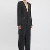 Victoria Beckham - Shrunken Collarless Jacket In Charcoal