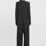 Victoria Beckham - Shrunken Collarless Jacket In Charcoal