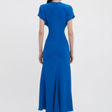 Victoria Beckham - Exclusive Drape Sleeve Gathered Waist Midi In Bright Blue