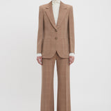 Victoria Beckham - Exclusive Patch Pocket Jacket In Camel-Multi Check