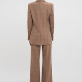 Victoria Beckham - Exclusive Patch Pocket Jacket In Camel-Multi Check