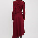 Victoria Beckham - Padded Tube Detail Midi Dress In Oxblood