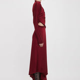 Victoria Beckham - Padded Tube Detail Midi Dress In Oxblood