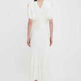 Victoria Beckham - Exclusive Gathered Waist Midi Dress In Ivory