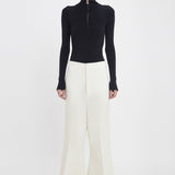 Victoria Beckham - Low Rise Wide Leg Kick Trouser In Ivory