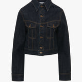 Victoria Beckham - Cropped Denim Jacket In Dark Indigo Rinse