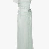 Victoria Beckham - Gathered Tulle Detail Floor-Length Dress In Jade