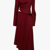 Victoria Beckham - Padded Tube Detail Midi Dress In Oxblood