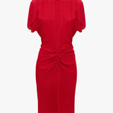 Victoria Beckham - Exclusive Gathered Waist Mini Dress In Carmine