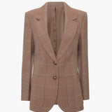 Victoria Beckham - Exclusive Patch Pocket Jacket In Camel-Multi Check