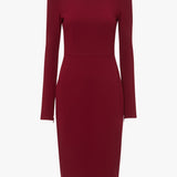 Victoria Beckham - Long Sleeve T-Shirt Fitted Dress In Oxblood