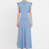 Victoria Beckham - Folded Cap Sleeve Midi Dress In Bluebell