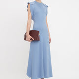 Victoria Beckham - Folded Cap Sleeve Midi Dress In Bluebell