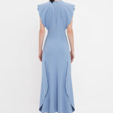 Victoria Beckham - Folded Cap Sleeve Midi Dress In Bluebell