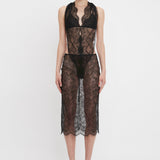 Victoria Beckham - Halter Neck Lace Bodysuit In Black