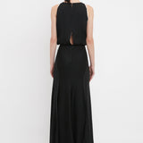 Victoria Beckham - Draped Armhole Detail V-Neck Gown In Black