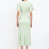 Victoria Beckham - Gathered V-Neck Midi Dress In Jade