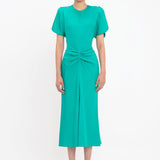 Victoria Beckham - Gathered Waist Midi Dress In Peacock