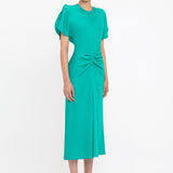 Victoria Beckham - Gathered Waist Midi Dress In Peacock