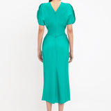 Victoria Beckham - Gathered Waist Midi Dress In Peacock