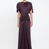 Victoria Beckham - Gathered Waist Floor-Length Dress In Fig