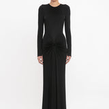 Victoria Beckham - Long Sleeve Gathered Midi Dress In Black