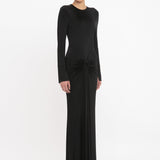 Victoria Beckham - Long Sleeve Gathered Midi Dress In Black