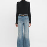 Victoria Beckham - Alina High Waisted Jean In Worn Blue Wash