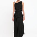 Victoria Beckham - Asymmetric Draped Midi Dress In Black