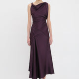 Victoria Beckham - Asymmetric Draped Midi Dress In Fig