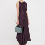 Victoria Beckham - Asymmetric Draped Midi Dress In Fig