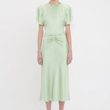 Victoria Beckham - Gathered Waist Midi Dress In Jade