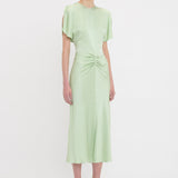 Victoria Beckham - Gathered Waist Midi Dress In Jade