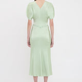 Victoria Beckham - Gathered Waist Midi Dress In Jade