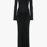 Victoria Beckham - Long Sleeve Gathered Midi Dress In Black