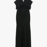 Victoria Beckham - Draped Armhole Detail V-Neck Gown In Black