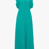 Victoria Beckham - Folded Cap Sleeve Midi Dress In Peacock