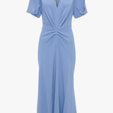 Victoria Beckham - Gathered V-Neck Midi Dress In Bluebell