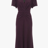 Victoria Beckham - Gathered V-Neck Midi Dress In Fig