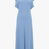 Victoria Beckham - Folded Cap Sleeve Midi Dress In Bluebell