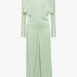 Victoria Beckham - Long Sleeve Draped Midi Dress In Jade